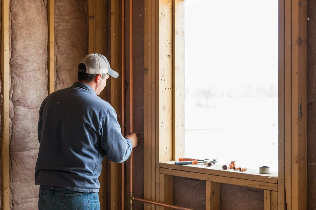 Licensed plumber running new copper supply lines in a Stotts City home