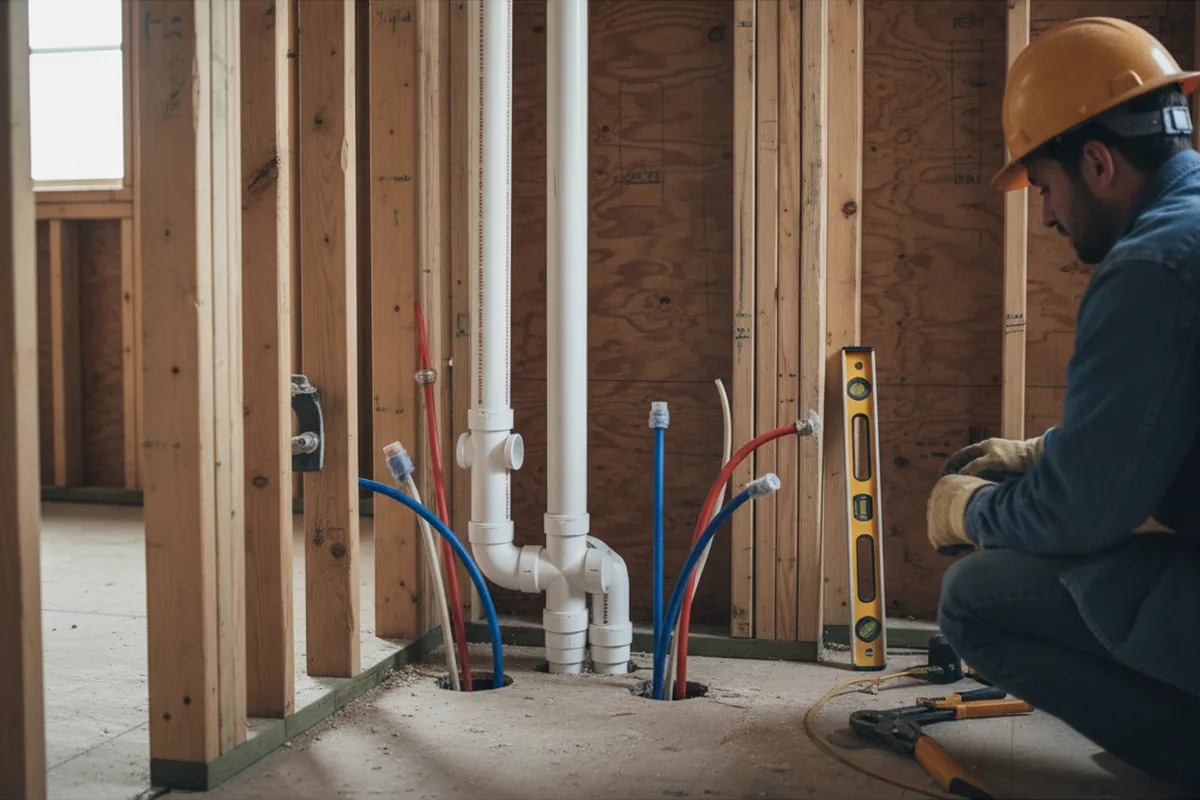 Drain and supply rough-in during Leak Detection in Stotts City
